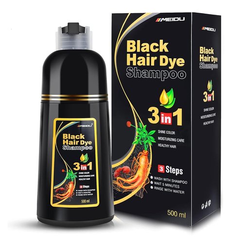 IIIMEIDU Black Hair Dye Shampoo - 3-in-1 Formula for 100% Gray Coverage | Natural Herbal Ingredients, 500ml