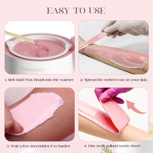 CHARMKEY Hair Removal Waxing Kit for Women, Digital Display Wax Warmer for Face, Eyebrow, Bikini, Body, Wax Machine with 200g Hard Wax Beads, Waxing Heater with 16.9oz Silicone Bowl at Home