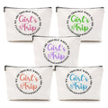CQM 5 Pcs Girls Trip Gifts Girls Weekend Makeup Bag Girl Trip Gifts Favors Summer Gift Cosmetic Bag Toiletry Bag Zipper Pouch Weekender Bags for Women Girl Friendship Bachelorette Party Birthday