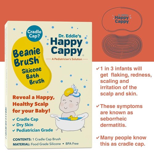 Happy Cappy Medicated and Daily Shampoo and Beanie Brush Bundle - Baby Dandruff Shampoo, Cradle Cap Brush for Babies, Toddlers, Helps Cradle Cap and Seborrheic Dermatitis, Fragrance-Free - 3 Pieces