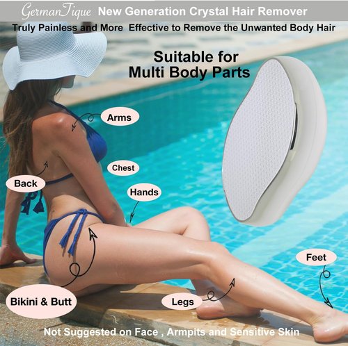 Epilators Crystal Hair Remover Natural Hair Eraser Reusable Painless Nano Glass Hair Removal Device Without Shaver Gentle Crystal Epilator and Exfoliator for Soft Silky Skin Silver