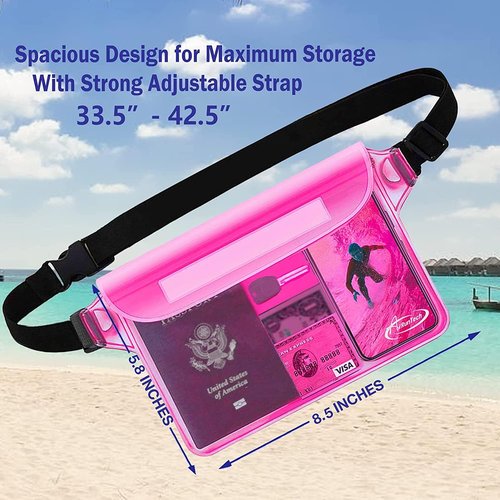 AiRunTech Waterproof Pouch - 2 Pack Waist Strap | Keep Your Phone & Valuables Safe & Dry | Ideal for Beach, Boating & Water Activities