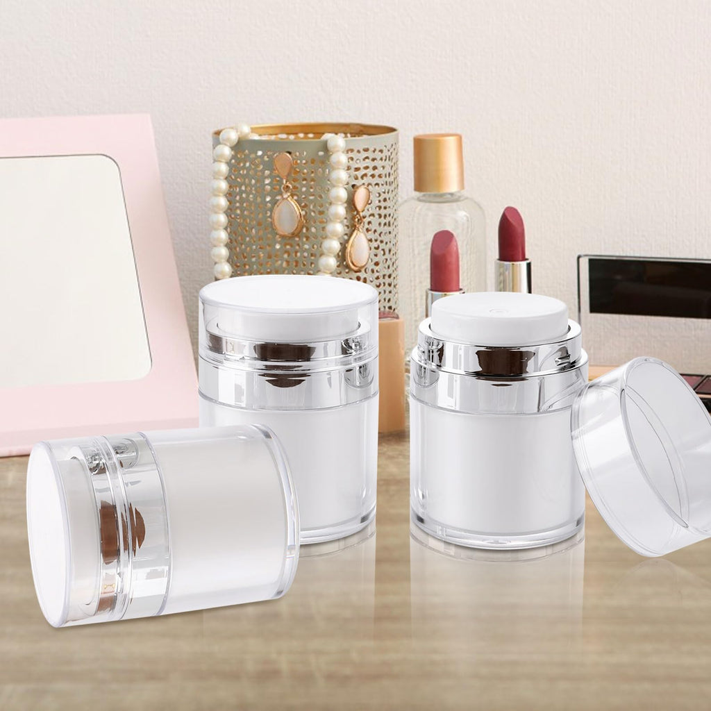 YOUNTHYE 10PCS 1 oz Airless Pump Jar Bulk 30ML Moisturizer Pump Dispenser Empty Pump Moisturizer Container Vacuum Cosmetic Travel Containers Refillable Moisturizer Container for Creams Gels Lotion