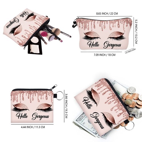 Makeup Bag for Purse Cosmetic Bags for Women Inspirational Gift for Womens Small Funny Cosmetics Pouch Bohu Travel Bag Cases for Toiletries Accessories Organizer (53911+22139)