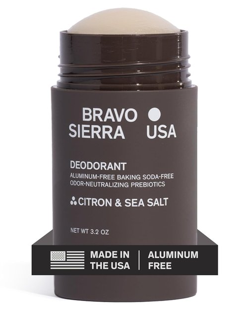 Bravo Sierra Aluminum-Free Deodorant for Men - Citron & Sea Salt | Long-Lasting Odor Control & Sweat Protection - 1-Pack