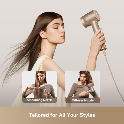 Dreame Glory Mix High-Speed Hair Dryer - Dual Voltage, 3 Magnetic Nozzles, Customized Fragrant Drying, Gold