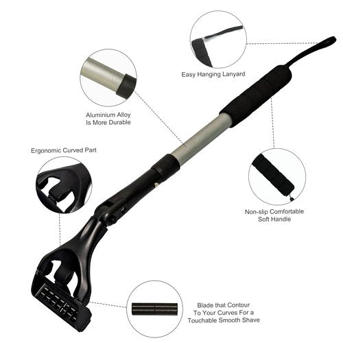 EASACE Back Hair Shaver for Men, DIY Body Grooming, Safety Blade, Extension Handle, Wet & Dry Use