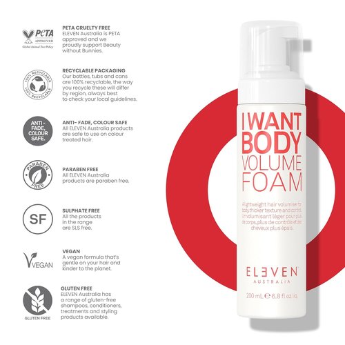 ELEVEN AUSTRALIA I Want Body Volume Foam - Lightweight Mousse for Volume & Lift - 6.8 fl oz