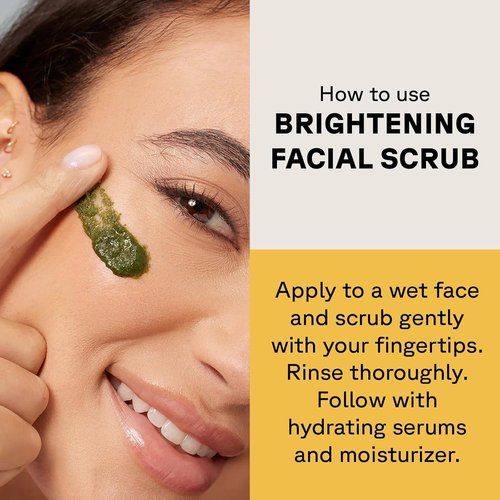 Acure Brightening Facial Scrub - Exfoliating Face Wash, Gentle Daily Scrubber & Exfoliator for Women & Men for Radiant Skin, Cleansing Wash with Sea Kelp & French Green Clay - 4 fl oz (2 Pack)