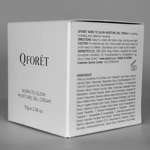 QFORET Born to Glow Face Moisturizer – Hydrating & Firming Gel Cream, Fragrance-Free Makeup Prep, Vegan Mucin + Ceramide + Peptides, K-Beauty, 2.36 fl oz
