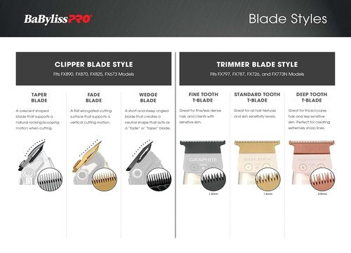 BaBylissPRO Replacement T-Blades - Standard & Fine-Tooth for Hair Trimmers | FX787, FX799, FX726, FX729