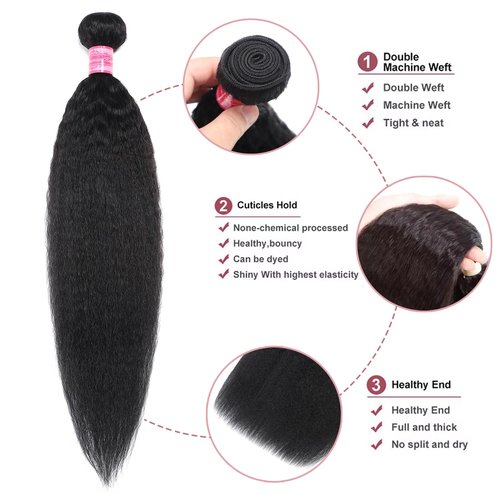 Human Hair Bundles 20 Inch Kinky Straight Single Bundle 100% Unprocessed 12a Brazilian Virgin Yaki Straight 1 Bundle Kinkycurly Human Hair Weave Bundles Real Human Hair Extensions