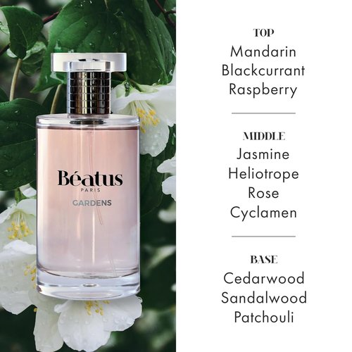 Beatus Paris Gardens Luxury Perfume for Women - Long-Lasting Eau de Parfum with Spicy Rose & Jasmine - Travel Size 3.4 oz