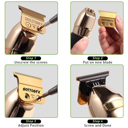 GOTTOG FX707Z Replacement Blades - Zero-Gapped Compatible with FX787 & FX726 Trimmers - Gold