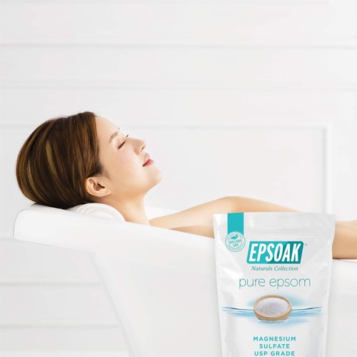 Epsoak Epsom Salt 10 lb. Magnesium Sulfate USP. (Qty. 2 x 5 lb. Bags) Resealable Epsom Salt Bag Unscented, Made in The USA, Cruelty-Free Certified