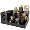 UUyuality Countertop Perfume & Makeup Organizer - Wooden Rack, Cologne Stand Shelves & Skincare Organizer for Bedroom Dresser, Organizador de Perfumes Estante para Perfumes (Black, 01)