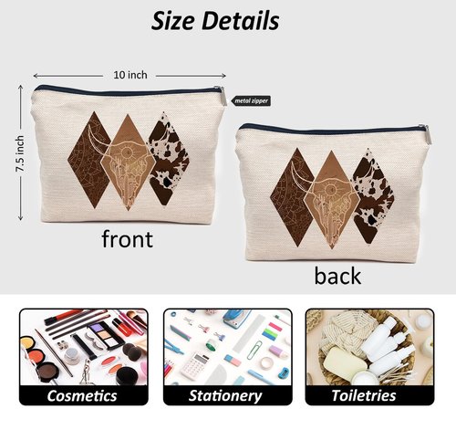 IWXYI Western Cow Makeup Bag With Zipper, Gifts for Women, Leopard Make Up Pouch, Travel Toiletry