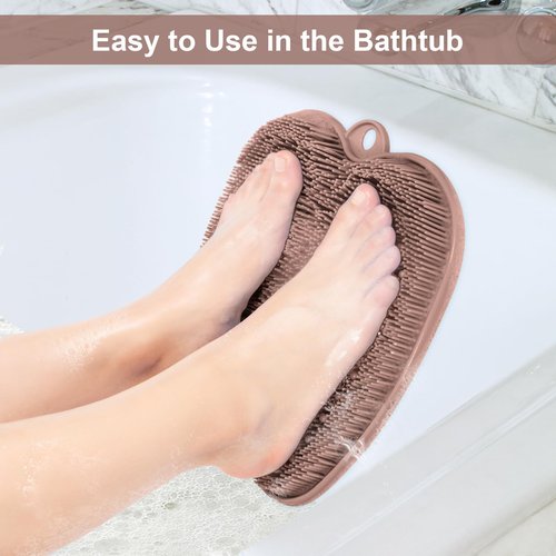 BESKAR Shower Foot Scrubber Mat with Non-Slip Suction Cups, Foot Spa Brush for Cleaning & Exfoliating Your Feet No Bend, Foot Points Reflexology Mat for Relax Your Feet