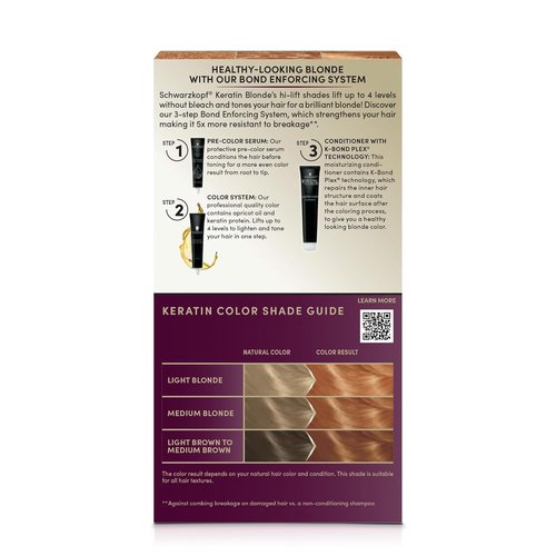 Schwarzkopf Keratin Blonde Hair Dye - 11.7 High Lift Apricot Blonde | Professional Quality Permanent Color with Bond Enforcing System