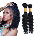 B-Fashion Human Braiding Hair for Boho Braids Deep Wave Bulk Human Hair for Braiding 18 Inch 2 Bundles 100G 100% Brazilian Wet and Wavy Curly Extensions No Weft Bundles