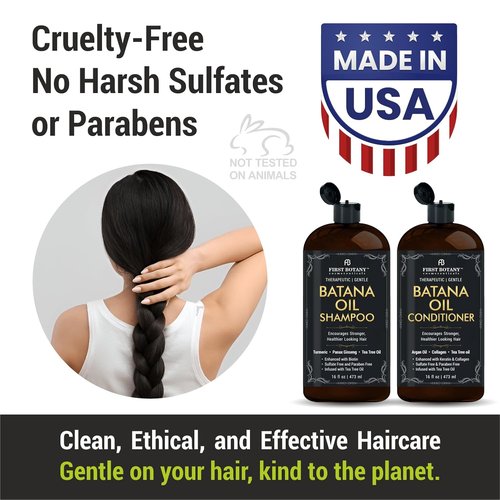 Batana Oil Shampoo & Conditioner - Sulfate-Free Formula for Hair Growth & Dandruff Relief - 16 fl oz x 2