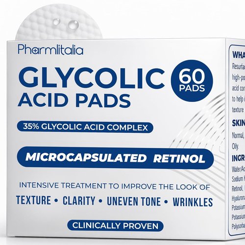Glycolic Acid Pads 35% - Exfoliating Resurfacing Pads for Face & Body - Brightens Skin & Reduces Fine Lines - 60 Count