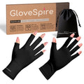 GloveSpire Thickened UV Gloves for Nails, UPF50+ UV Protection Gloves, Fingerless Design for Women Gel Manicures Anti UVA UVB Light(One Size Fits Most/Black)