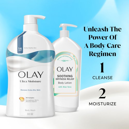 Olay Body Wash for Women, Ultra Moisture, For Extra Dry Skin, 24hr Moisturizing, Hydrating & Refreshing, B3 Vitamin Complex, Free of Parabens & Phthalates, Scented, 33 fl oz
