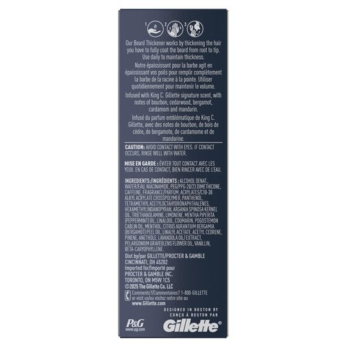 King C. Gillette Beard Thickener formulated with Vitamin B complex and Caffeine, 1.7oz