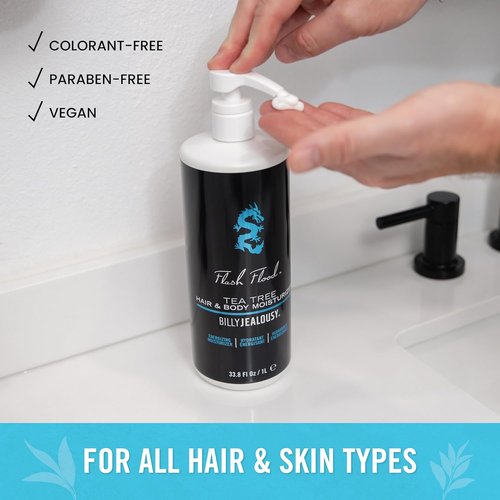 Billy Jealousy Flash Flood Hair & Body Moisturizer - Nourishing Tea Tree Formula for All Skin Types