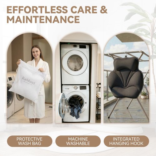 Bathland Bath Pillows for Tub - Luxury Bathtub Pillow Neck, Head, Back Support, Soft 5D Mesh Fabric and Non-Slip Suction Cups & Quick Dry, Comfort Fits All Tubs, Relaxation Spa Gift, Grey