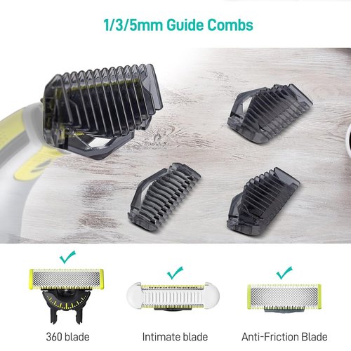 Philips Norelco OneBlade Guide Combs - Trimmer Guards Kit for Face & Body | 1/3/5mm Sizes
