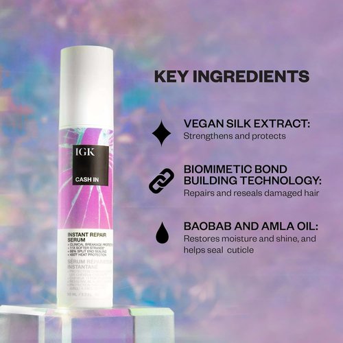 IGK Expensive Clear Gloss Top Coat & Cash In Instant Repair Serum - Vegan & Cruelty-Free | 4.2 oz & 1.7 oz Pack