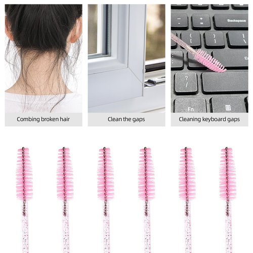 Tbestmax 1200 Disposable Mascara Wands Eyelash Brush Spoolies for Eyebrow Eye Lash Extension, Makeup Brushes Applicators Kits - Pink