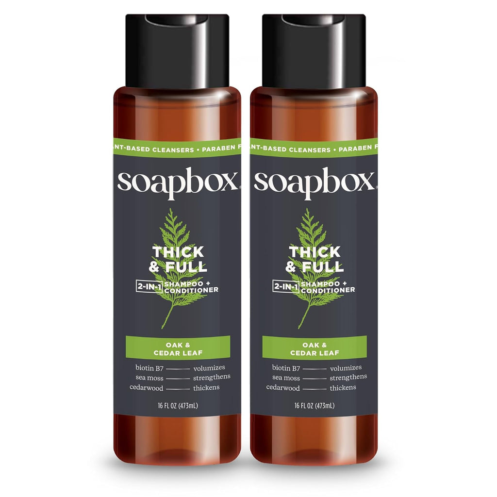 Soapbox Men's 2-in-1 Shampoo and Conditioner - Natural Oak & Cedar Leaf, 16oz