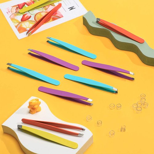 Maitys 30 Pieces Slanted Eyebrow Tweezers Stainless Steel Tip Precision Tweezers Bulk for Women and Men Personal Care Ingrown Hair, Facial Hair and Lash Extension