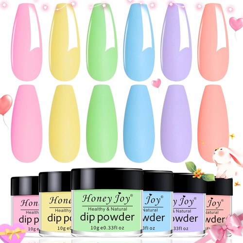 Honey Joy Neon Dip Powder Set - 6 Vibrant Colors for DIY Nail Art | No Lamp Needed, Perfect for Home Manicures