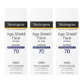 Neutrogena Age Shield Face Oil-Free Sunscreen Lotion with Broad Spectrum SPF 70, Non-Comedogenic Moisturizing Sunscreen to Help Prevent Signs of Aging, PABA-Free, 3 fl. oz (Pack of 3)