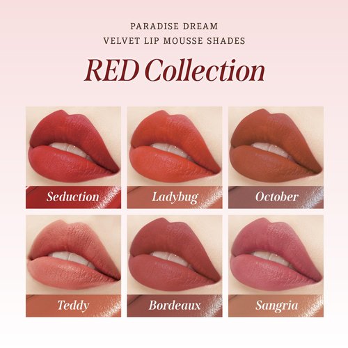 DEARDAHLIA Paradise Dream Velvet Lip Mousse (October) - Vegan Soft-Matte Lip Tint with Lightweight, Buildable, Long-Lasting Color, Whipped Mousse Texture. Cruelty-Free. 0.21 Fl oz