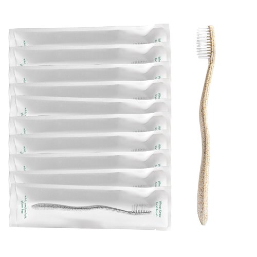 Terra & Co. Gentle Green Toothbrushes – 10-Pack of Plastic-Free Toothbrushes with Soft Bristles for Sensitive Teeth & Gums – Individually Sealed – BPA-Free, Plant-Based, Eco-Friendly & Travel-Ready