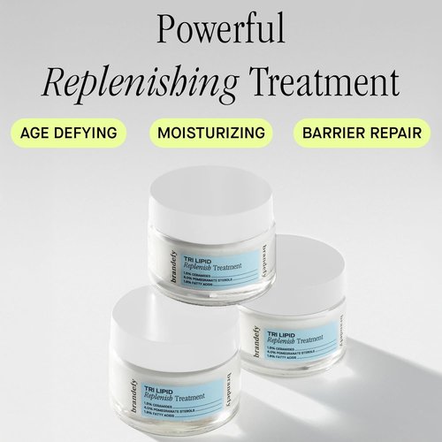 Brandefy Tri Lipid Replenish Treatment - Peptide Moisturizer with 1.5% Ceramides & 4.0% Sterols | Hydrating Face Cream (1.6 Oz)