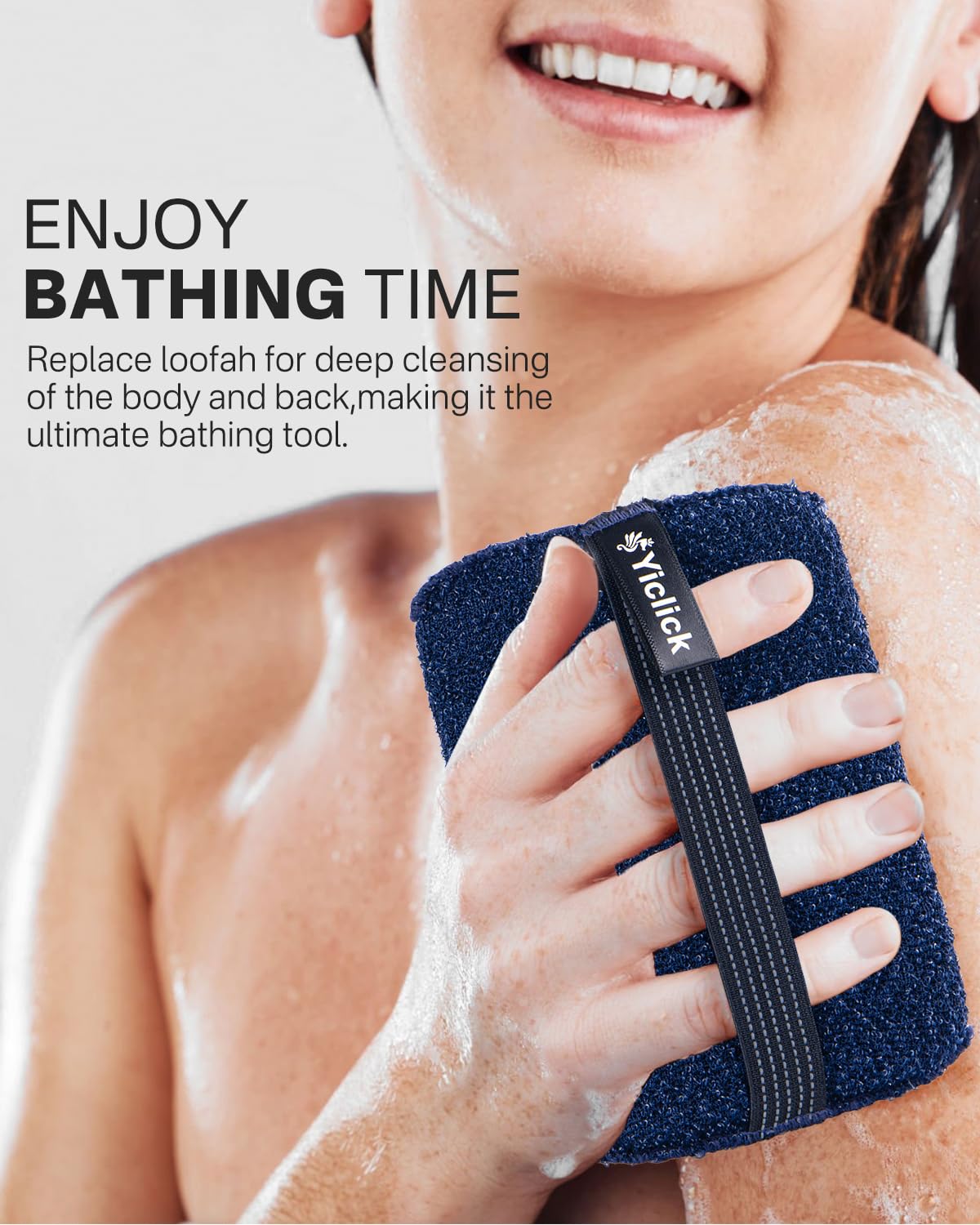 Yiclick Exfoliating Body Scrubber (2 Pack), Exfoliating Body Sponge for Shower Bath, Body Exfoliator Scrubber, Dead Skin Exfoliator for Body Scrub, Exfoliating Loofah Washcloth Gloves with Handle