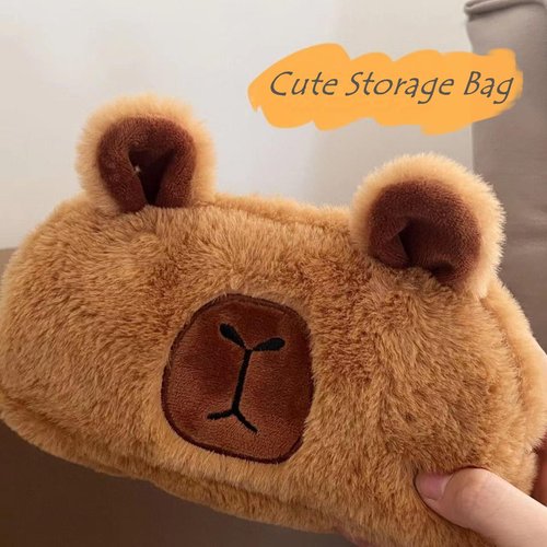 Uchyius Capybara Makeup Bag Cute Comestic Bag, Small Fluffy Zipper Pouch Travel Toiletry Bag Organizer for Women, Capybara Gifts for Friend