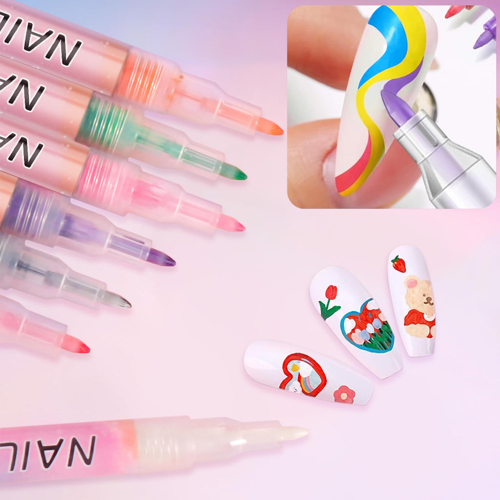 Woobena Nail Art Pens 12 Colors Set, 2026 New 3D Nail Polish Doodle Pens,Quick Dry Women Painting Nail Art Markers for DIY Nail Design, Home & Salon Christmas Gifts