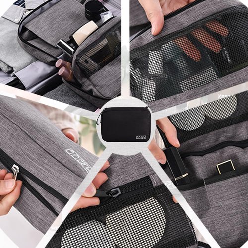 KICPUK Hanging Toiletry Bag Wash Bag Makeup Cosmetic Organizer for Women or Man,Foldable Compact Size, Super Durable Fabric Hanging Toiletry Bag(Black)