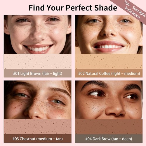 UCANBE Dual-Ended Freckle Pen & Stamp - Waterproof, Smudge-Proof Makeup for Long-Lasting Faux Freckles (Light Brown & Chestnut)