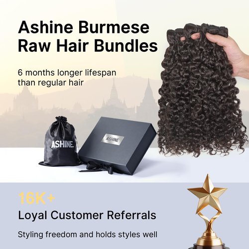 ASHINE Tight Curly Burmese Raw Human Hair Bundles – Unprocessed 100% Human Hair Single Bundle 14 Inch