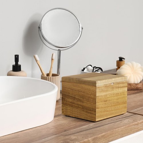 CMLKLZD Disposable Face Towel Holder, Acacia Wood Box Compatible with Clean Towels XL(NOT Included), Wooden Container for Cleansing Facial Dry Wipes, Face Towelettes Bathroom Counter Storage