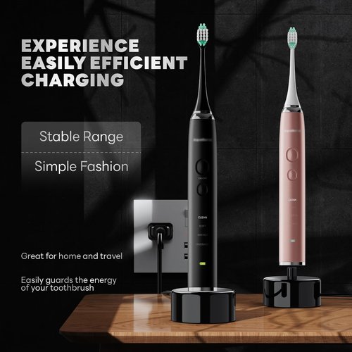 Electric Toothbrush Charger Base Compatible with AquaSonic Black/Vibe Series Tooth Brushes Replacement Waterproof Battery Charging Stand Power Adapter - Black
