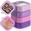 Kathfly 4 Pcs Hair Tie Organizer Portable Accessory Containers Stackable Bobby Pin Holder Home Cotton Swab Dispenser Holder Travel Hair Accessories Jewelry Organizer